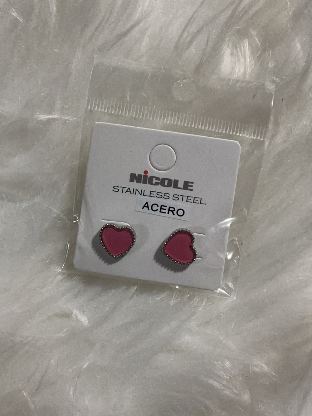 Nicole Pink Heart Enamel Kids Stud Earrings